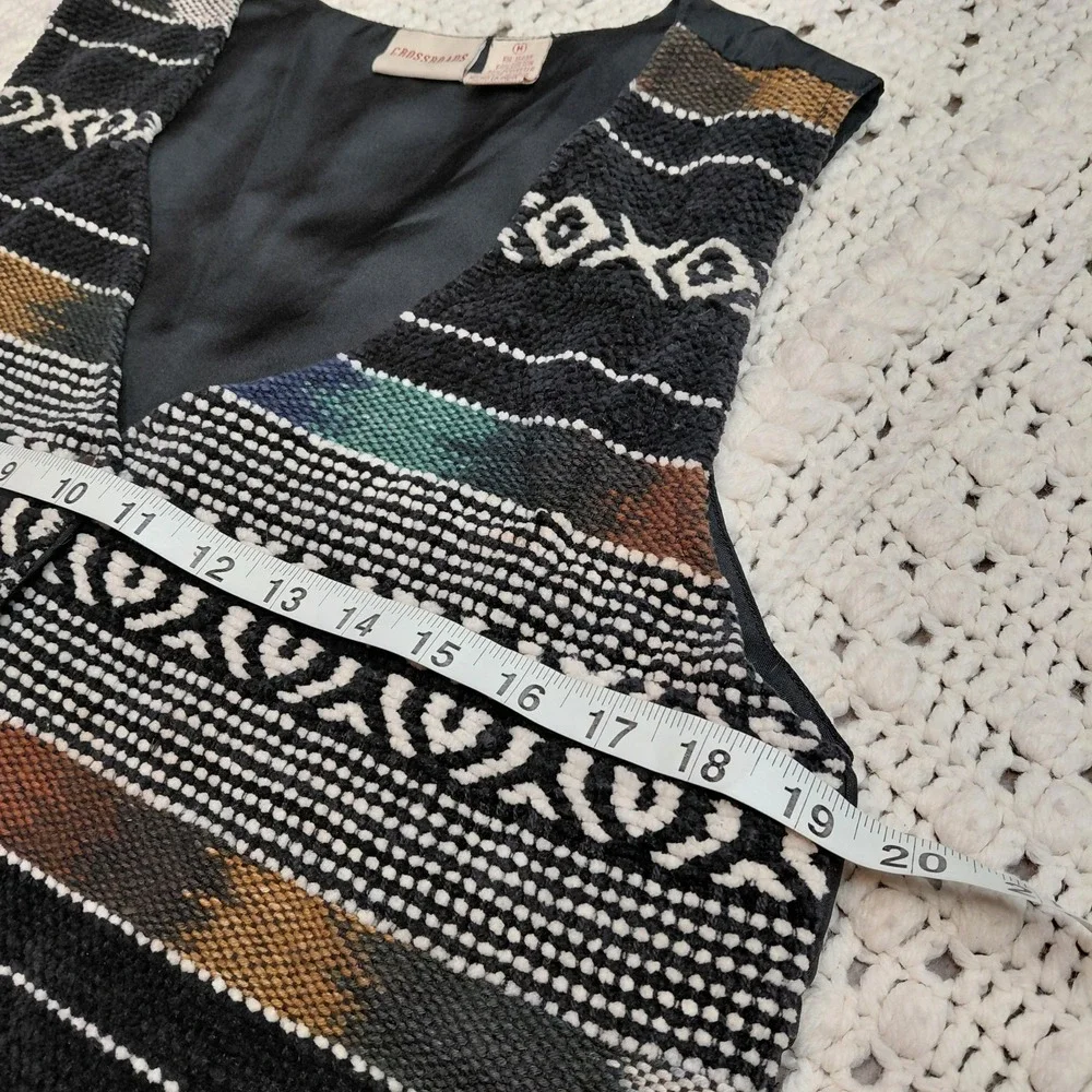 Vtg Crossroads Southwestern Woven Boho Vest M Festival‎ Tapesty Rug Rodeo Queen